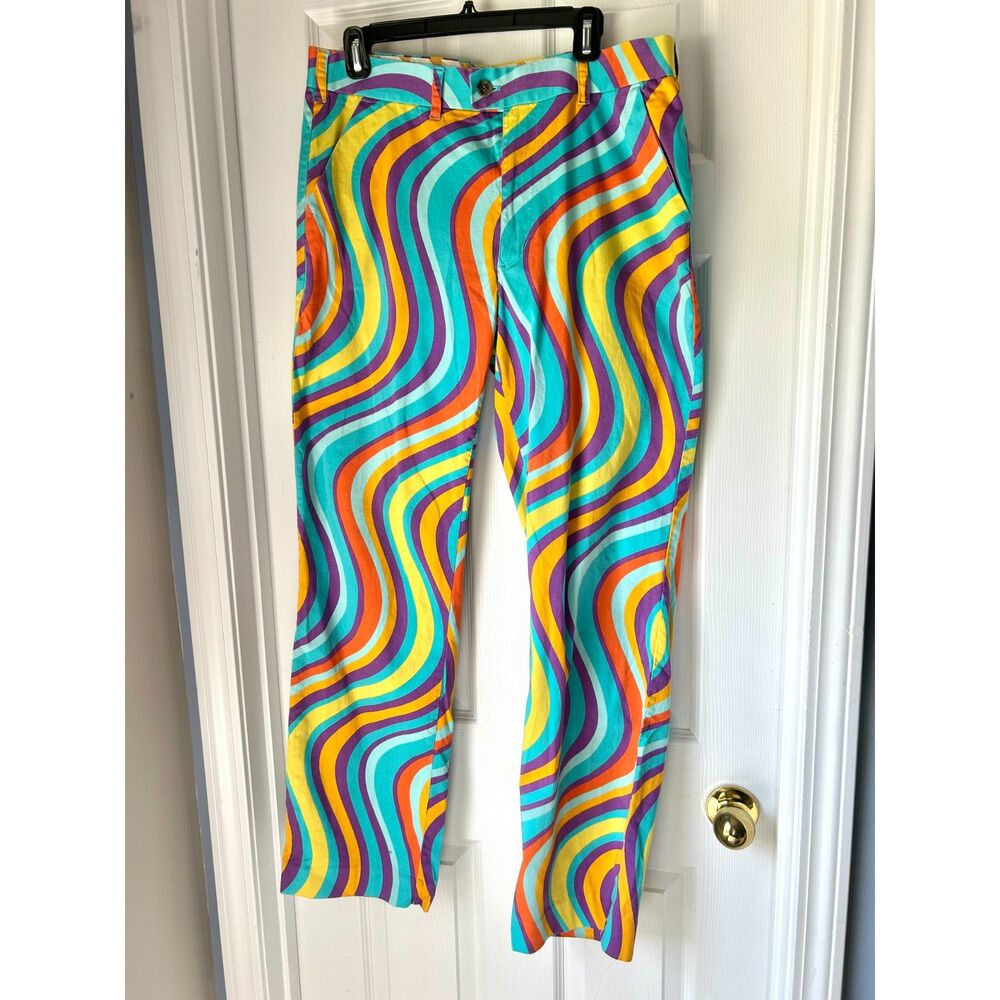 Loudmouth Golf Pants Mens Retro Waves 36X34